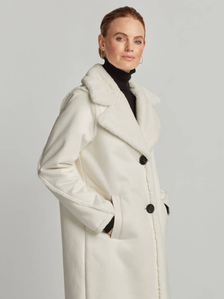 Cappotto in shearling di lusso con due bottoni per la vendita all'ingrosso da parte di Ellen Tracy