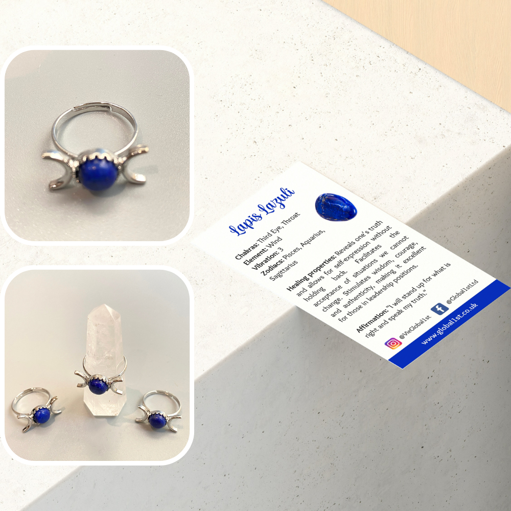 VIE – wholesale Single stone/solitaire ring – Adjustable Triple Moon Ring with 0.5cm Gemstone15