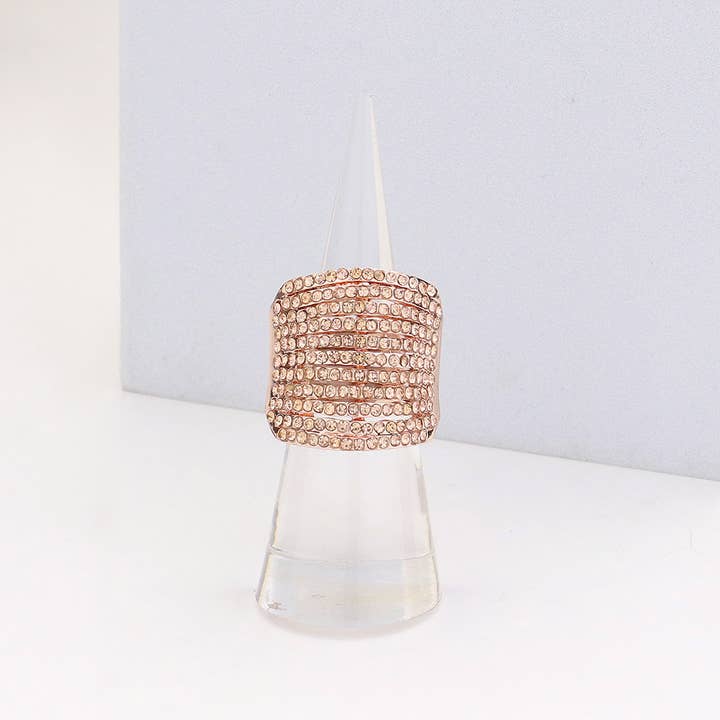 Sensibling Corp. - Wholesale Multi-Stone Ring - Rhinestone Pave Multi Row Stretch Ring