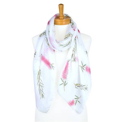 AGCS1003: Pink: Bottlebrush Flower Scarf for wholesale by Australiana Gifts Co