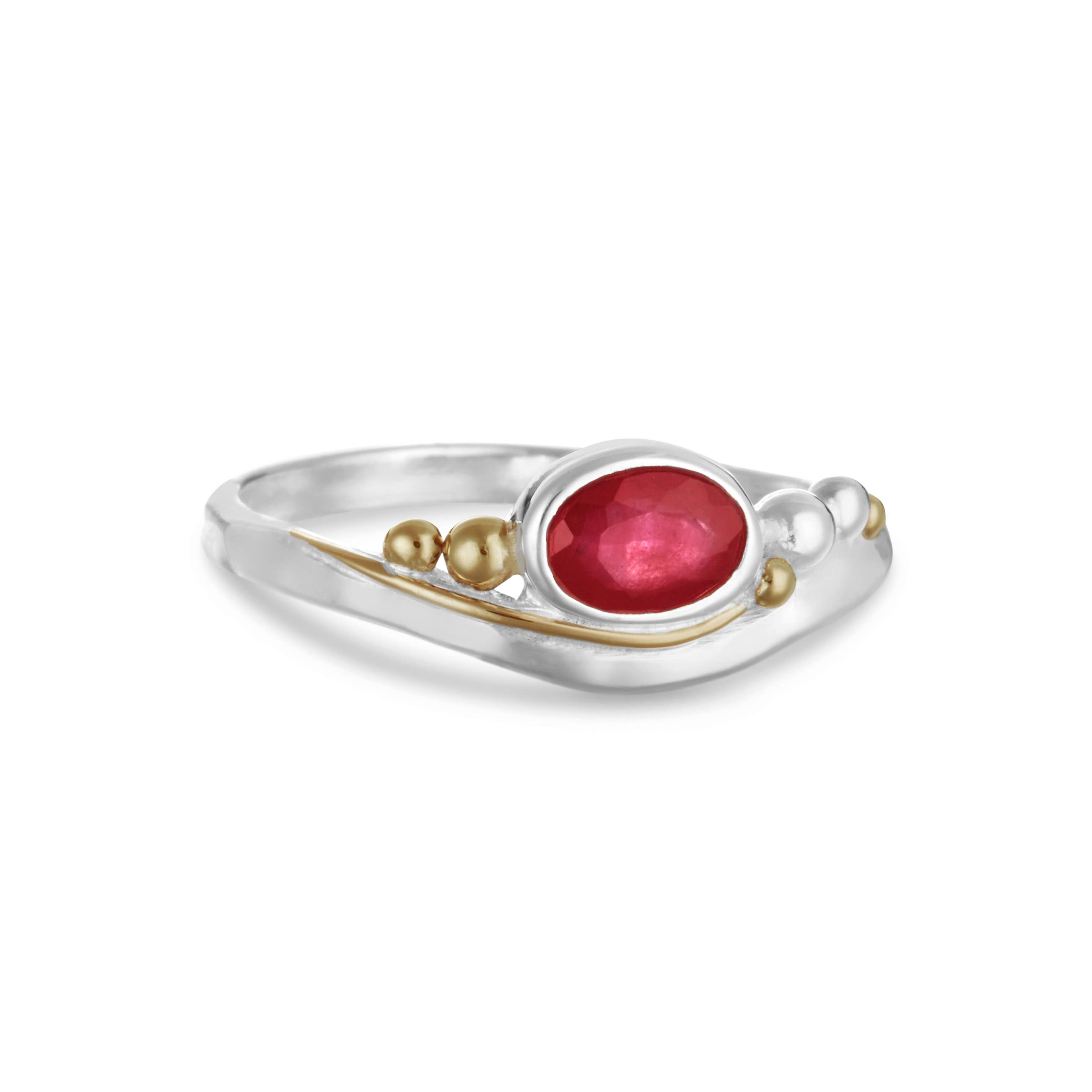 Banyan Jewellery – wholesale Single stone/solitaire ring – Handmade Silver Ring with Pink Ruby CZ and Gold Details0