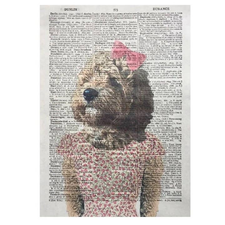 Blond Cockapoo Vintage Ordbok Tryck för wholesale av Parksmoonprints