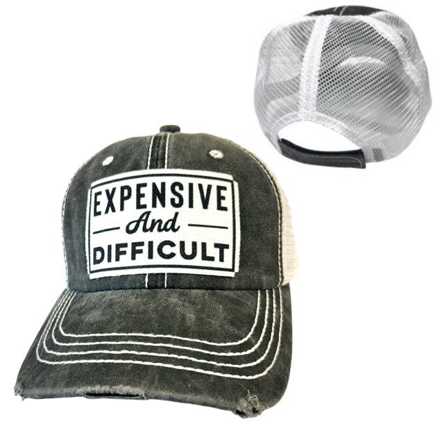 dkhandmade - Wholesale Trucker Hat - Unisex - EXPENSIVE AND DIFFICULT | UNISEX HAT | DISTRESSED