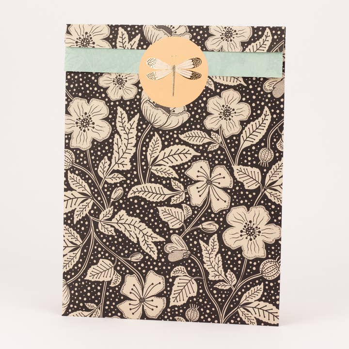 Papperspåsar vallmoblommor, svart / mint för wholesale av liebevoll verpackt