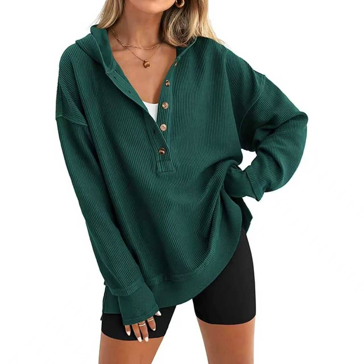 Masyal - Wholesale Hoodie - Women's - Hoodie Autumn Winter Solid Color Raglan Sleeve Sweatshirt1