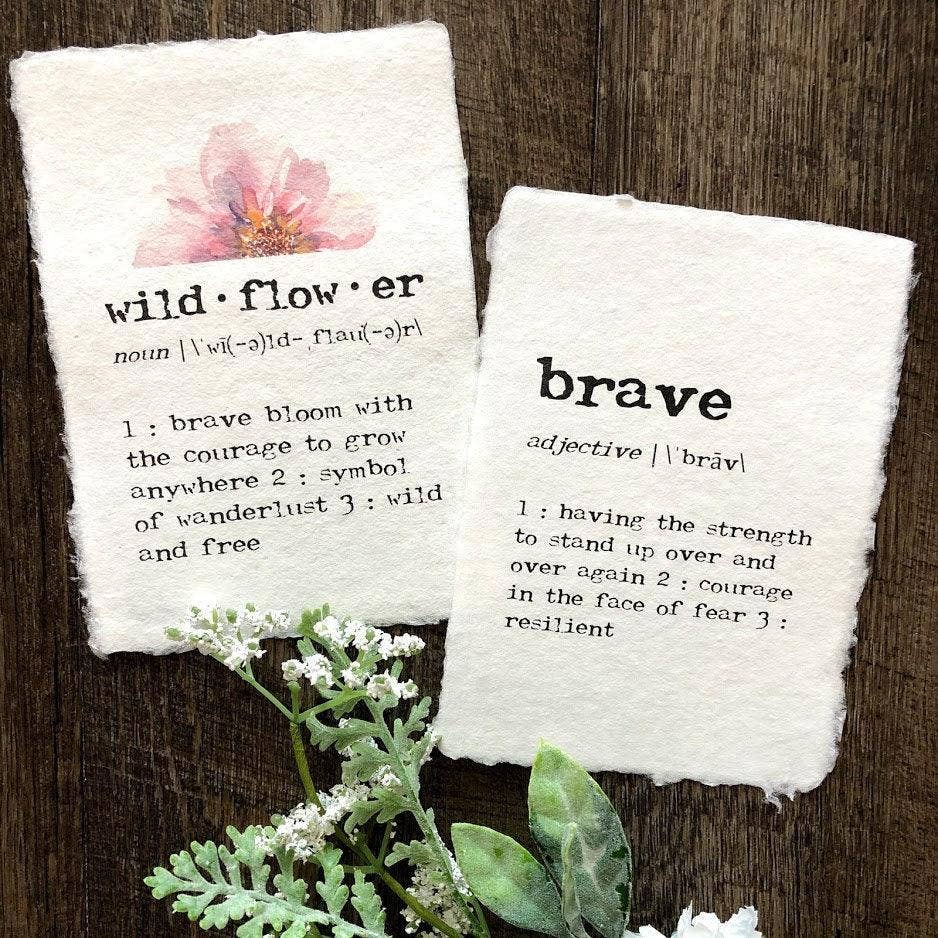 Alison Rose Vintage - Wholesale Art Print - brave definition print in typewriter font on handmade paper4