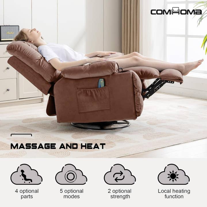 Brown Heated Massage Recliner With Ergonomic Support for wholesale on Faire5