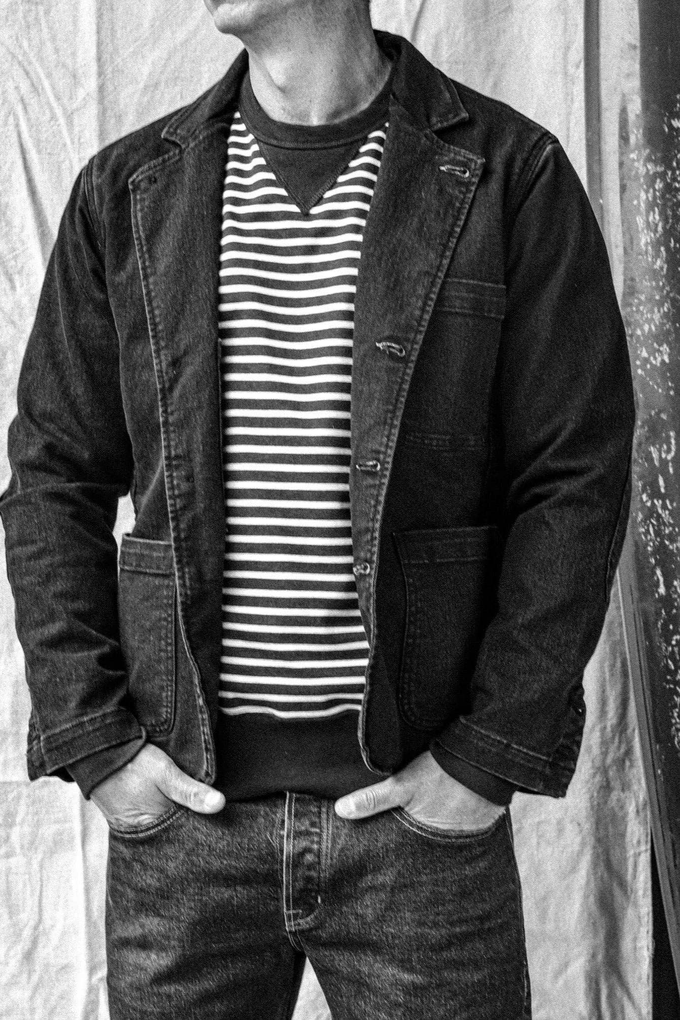 Navy Stripe Stinson Pullover | 12oz Rugby Jersey 100% cotton for wholesale on Faire4