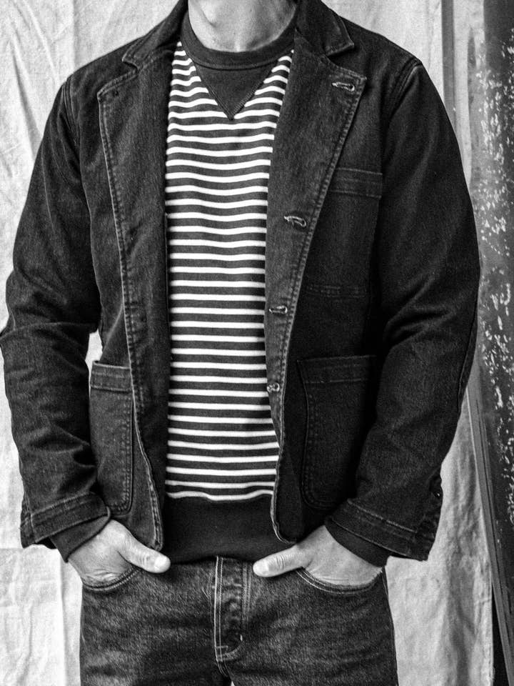 Navy Stripe Stinson Pullover | 12oz Rugby Jersey 100% cotton for wholesale on Faire4