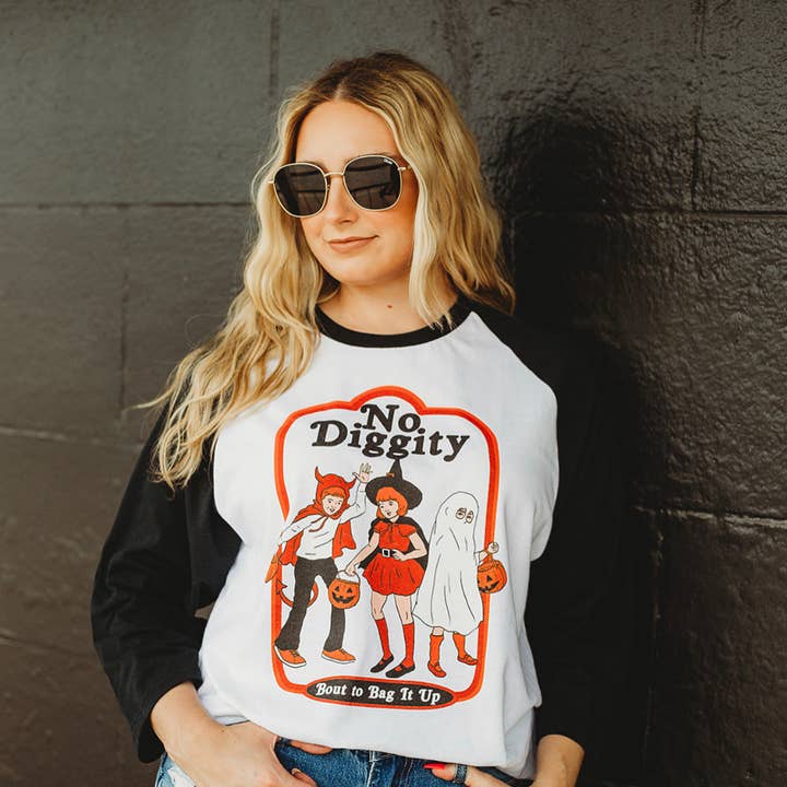 No Diggity Halloween Raglan and other Purchase Wholesale raglan tees. Free Returns & Net 60 Terms on Faire trending on Faire.