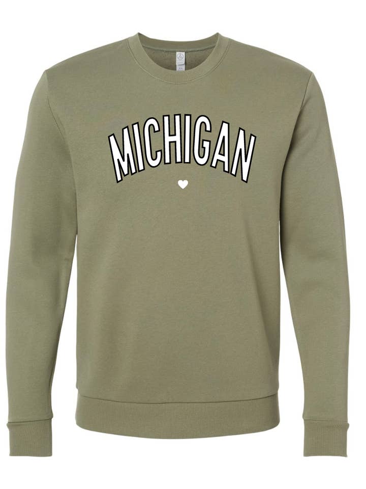 Michigan Varsity Olive Green Premium Cozy Crew for wholesale by Kiloh + Co.