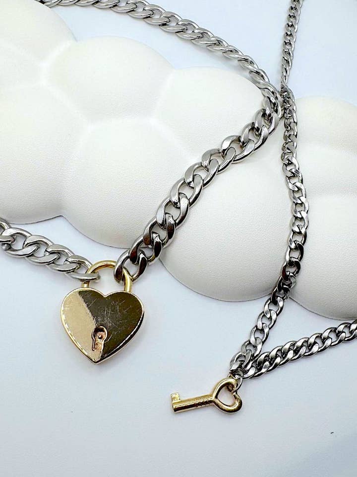 Gold Heart Lock & Key Chain for wholesale by SoftBoysClub