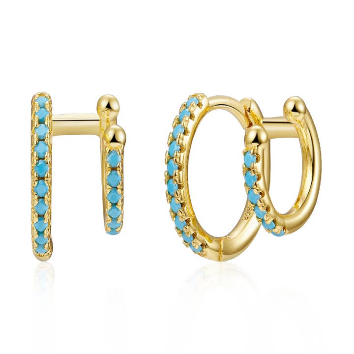 Långa öronmanschett/turkos zirkoniumoxid hoop örhängen för wholesale av Buganto