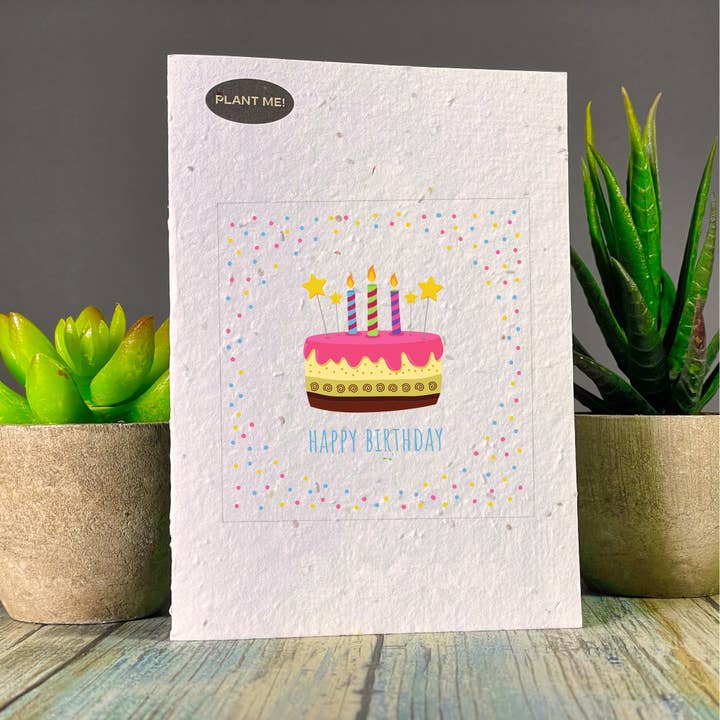 Third Birthday Cake Plantable Greeting Card for wholesale by Plantable Greetings