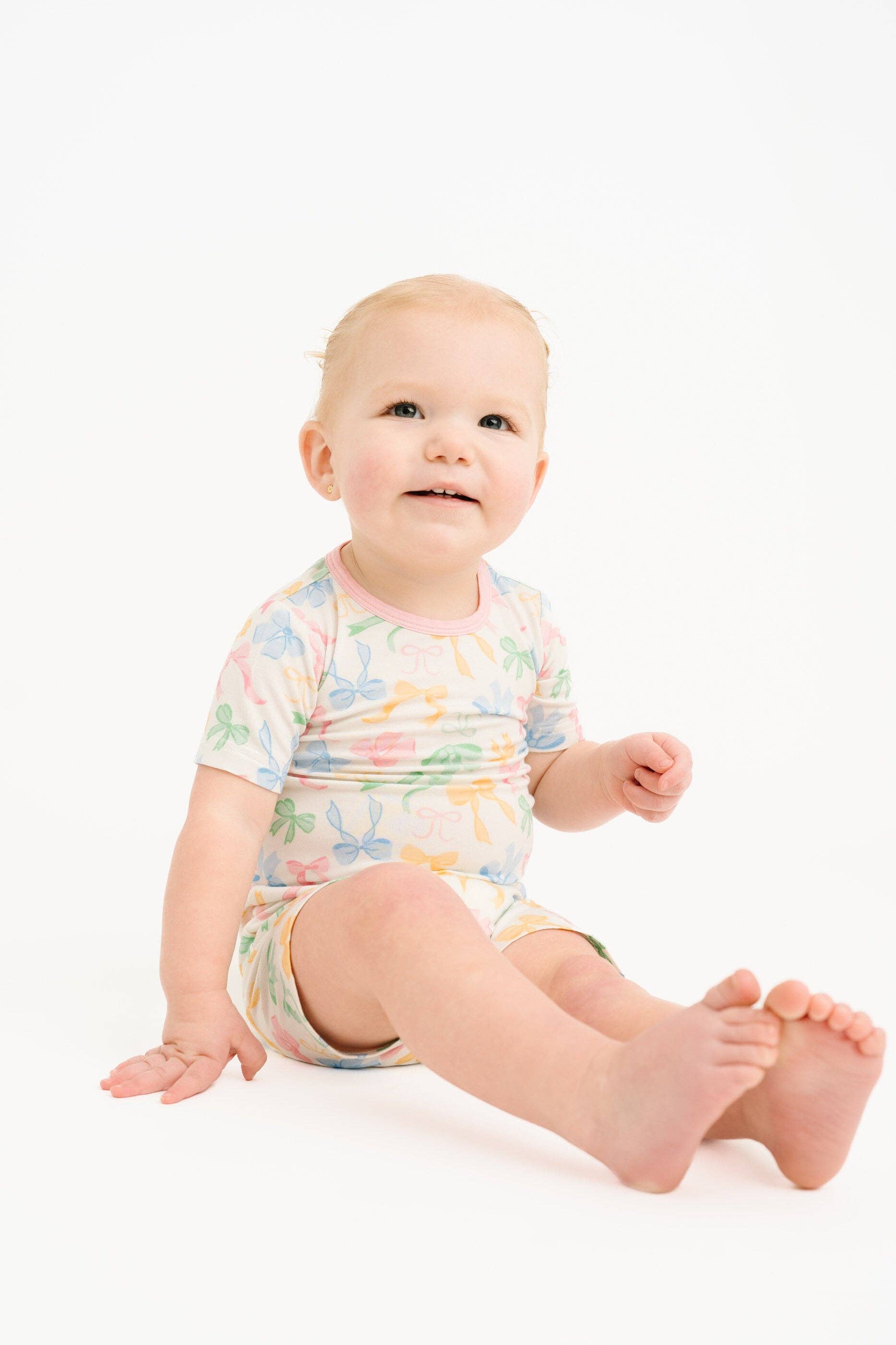 Little One Shop - Wholesale Top & Short Set - Kids - Pastel Bow Bamboo Shorts Set6