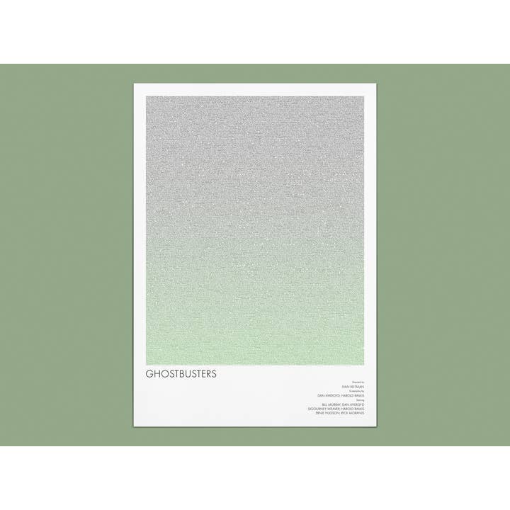 Poster per sceneggiatura con stampa artistica tipografica Ghostbusters per la vendita all'ingrosso da parte di Fade Out Prints