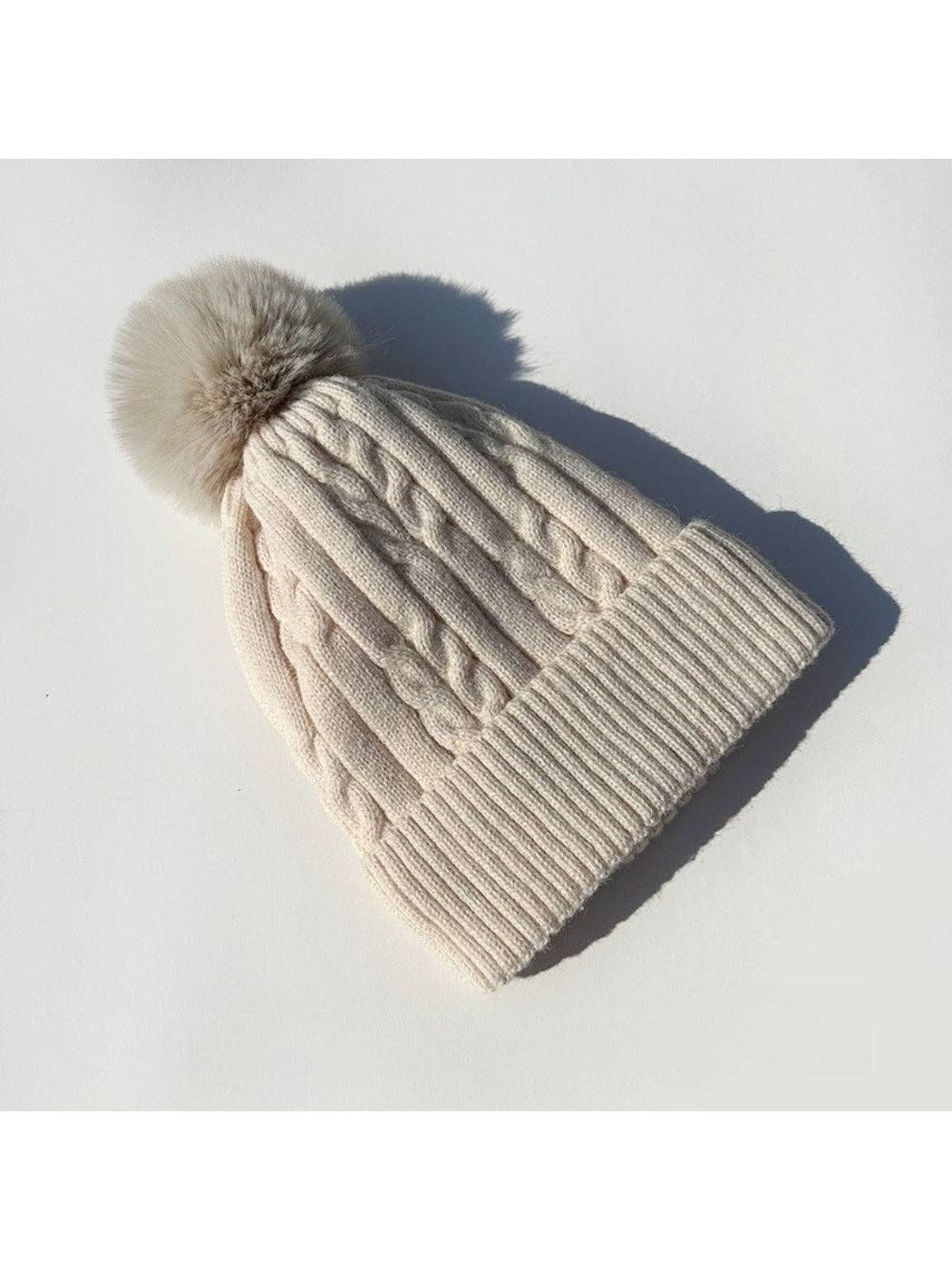 Funkyrel® Atzbranding Limited – wholesale Beanie – Women's – Haila - Women's Cable Knitted Beanie with Pom Pom1