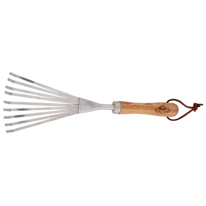 Râteau à feuilles manuel, acier inoxydable pour la vente par Esschert Design USA