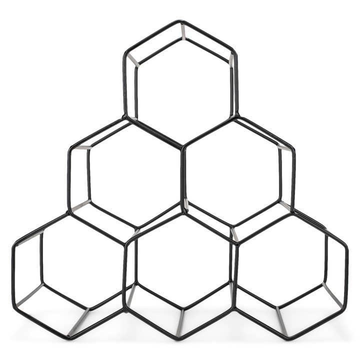 Honeycomb Black Metal Tabletop Wine Rack Hold 6 Bottles for wholesale by DEMDACO