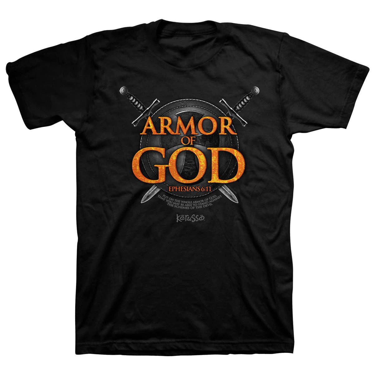 Noir T-shirt Chrétien Kerusso Armure de Dieu en vente sur Faire1