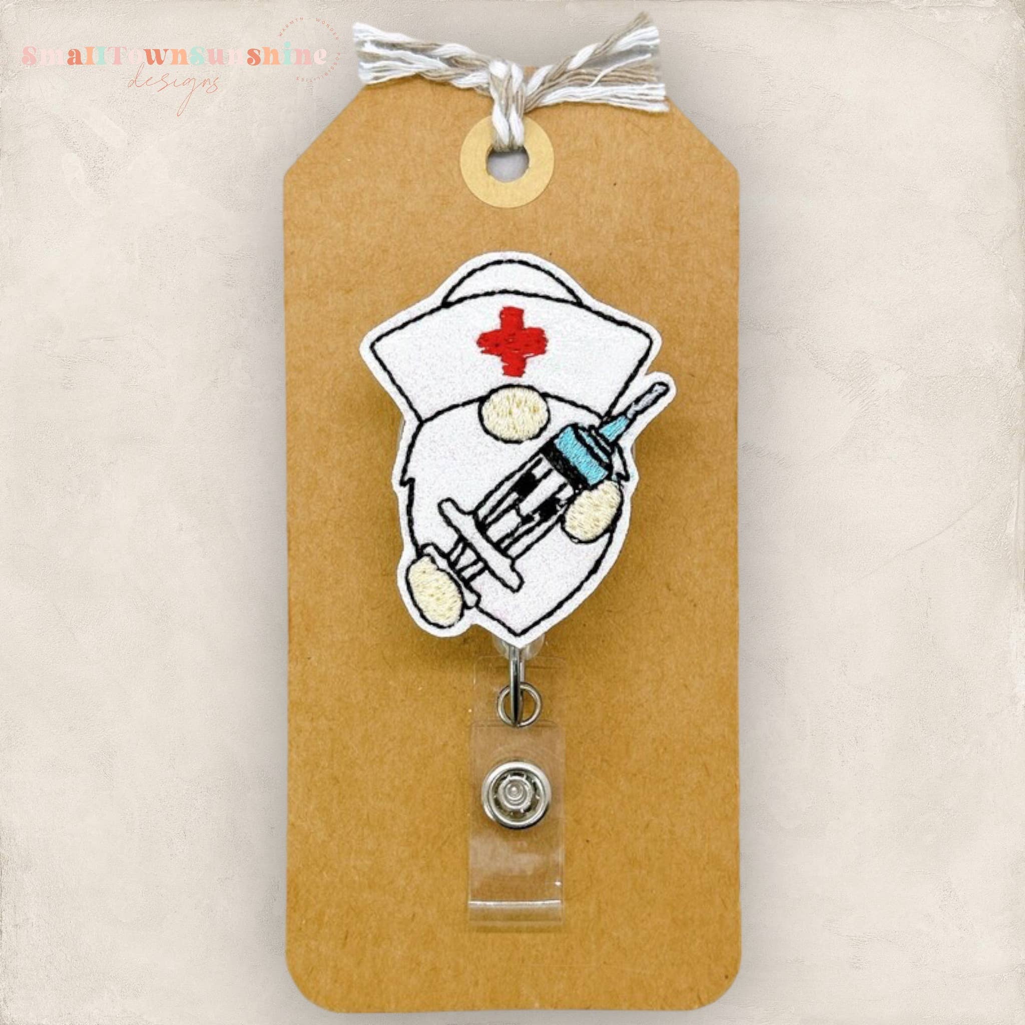 Spring gnome badge reel | nurse gift