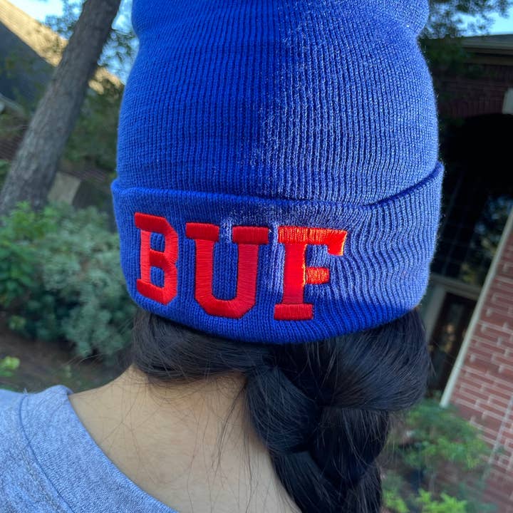 One Nine - Wholesale Beanie - Unisex - BUF Beanie in Royal/Red , Buffalo HAT, Buffalo Gif/Custom
