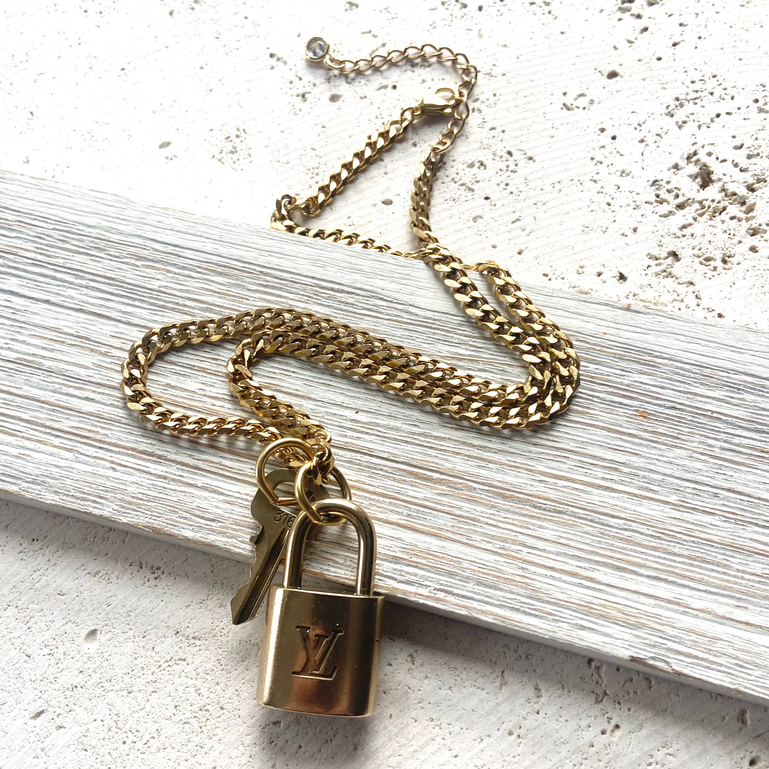 VB&CO Designs Handmade Jewelry - Wholesale Pendant/Charm Necklace - Louis Vuitton upcycled repurposed lock key necklace 4