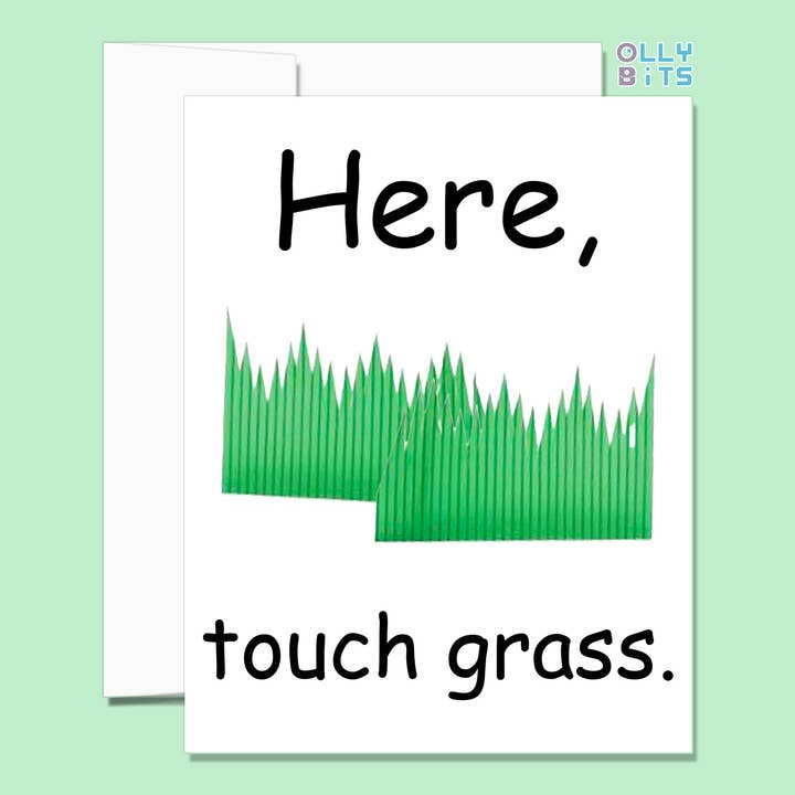Carte de vœux Here, Touch Grass pour la vente par Ollybits Pixel Art