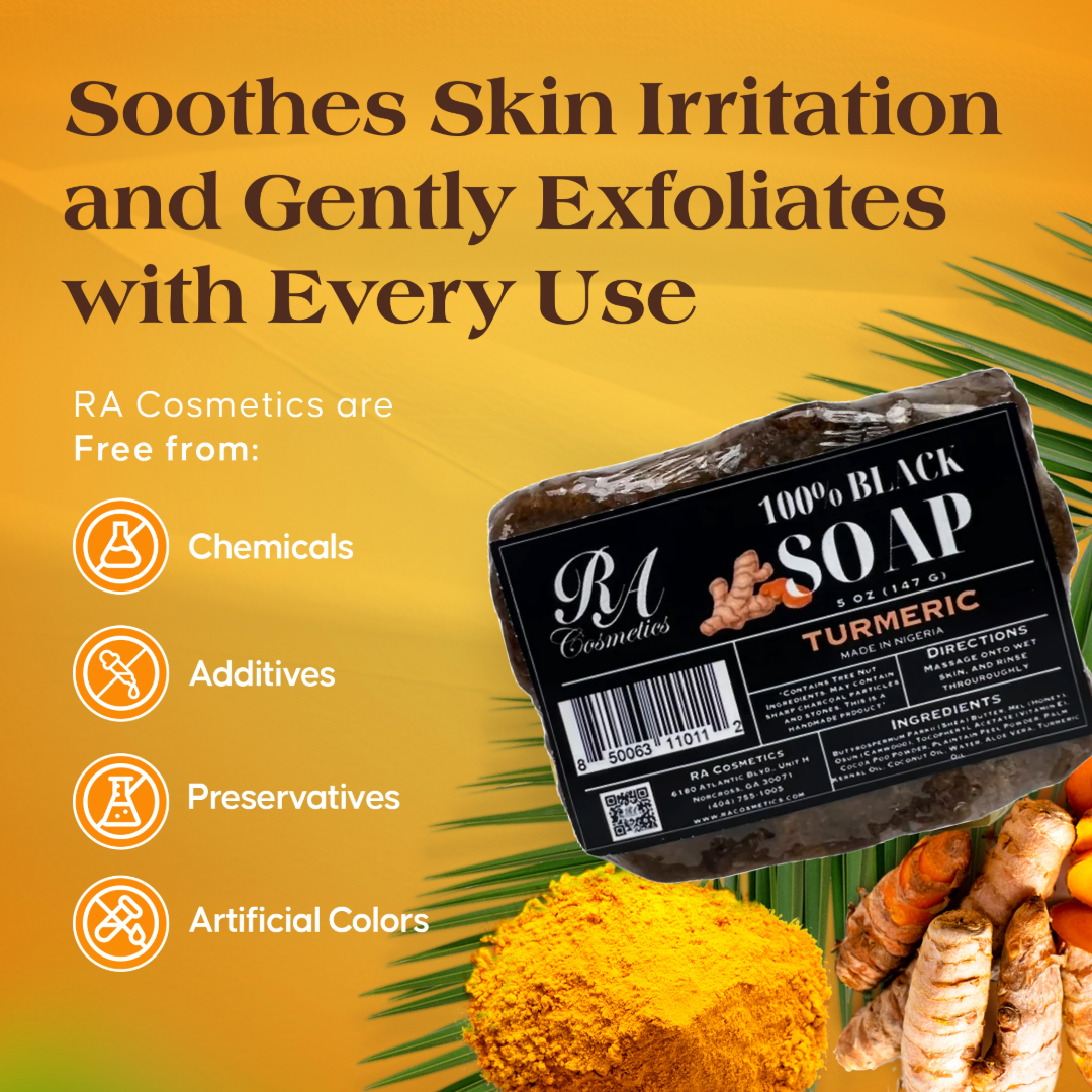 RA Cosmetics - Wholesale Bar Soap - African Black Soap Bar, Turmeric Oil - 1lb6