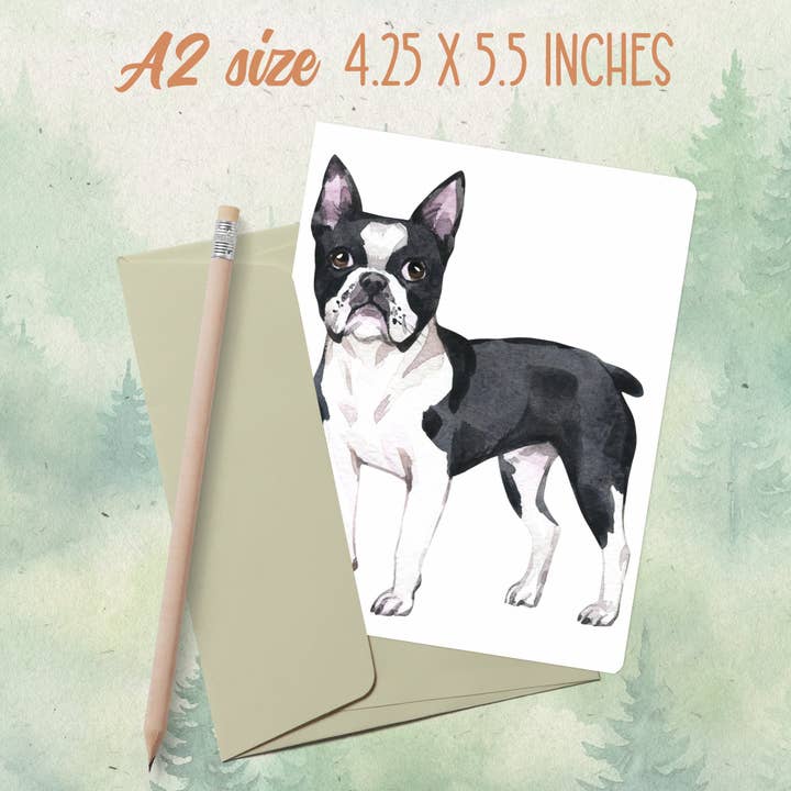 Handmade Boston Terrier dog greeting card for wholesale by Soul Familiar