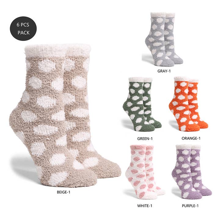 Luxury Soft Polka Dot Mini Crew Winter Socks for wholesale by Fashion City
