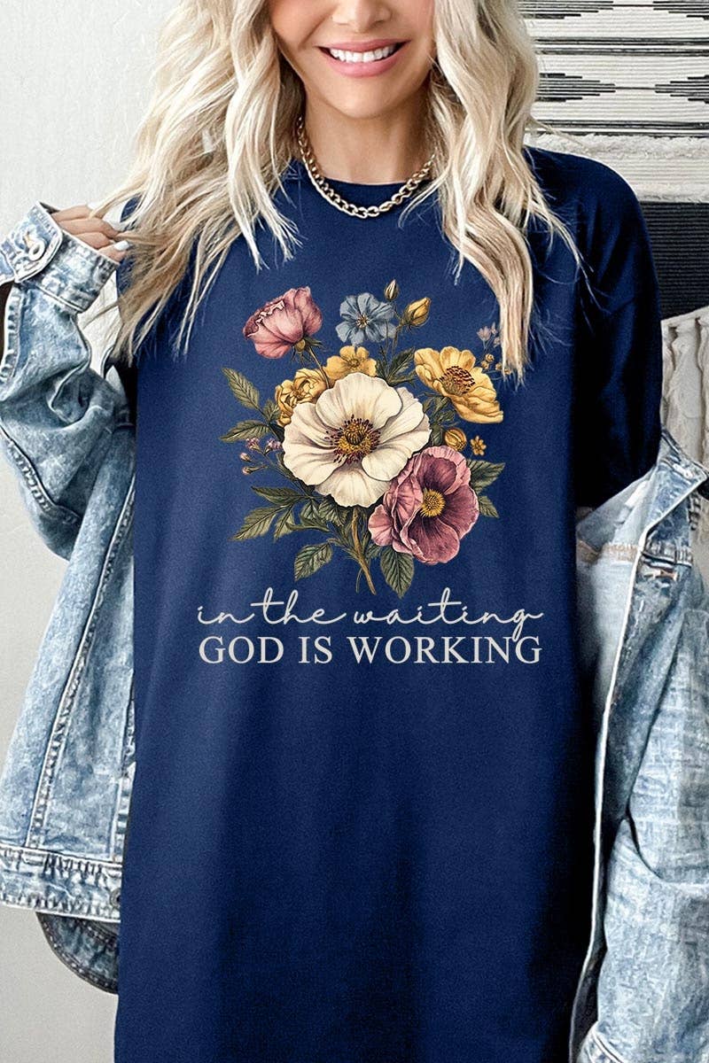 COLORBEAR - Wholesale T-Shirt (Graphic) - Unisex - God is Working Vintage Floral Heavy Cotton Tee10