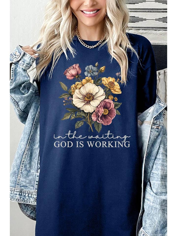 COLORBEAR - Wholesale T-shirt (graphic) – unisex - God is Working Vintage Floral Heavy Cotton Tee10