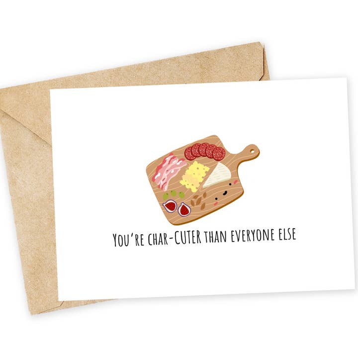 Charcuterie Pun Greeting Card for Valentine & Birthday for wholesale by Chewy Lemon Studio