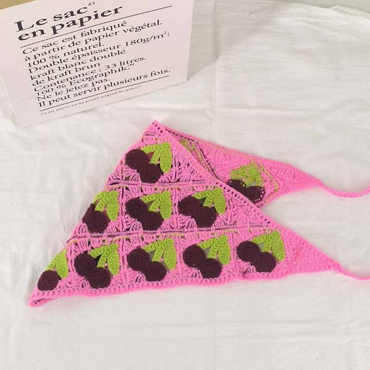 MKS America - Wholesale Bandana - Women's - Cherry Strawberry Floral checkered Crochet Bandana -56colors