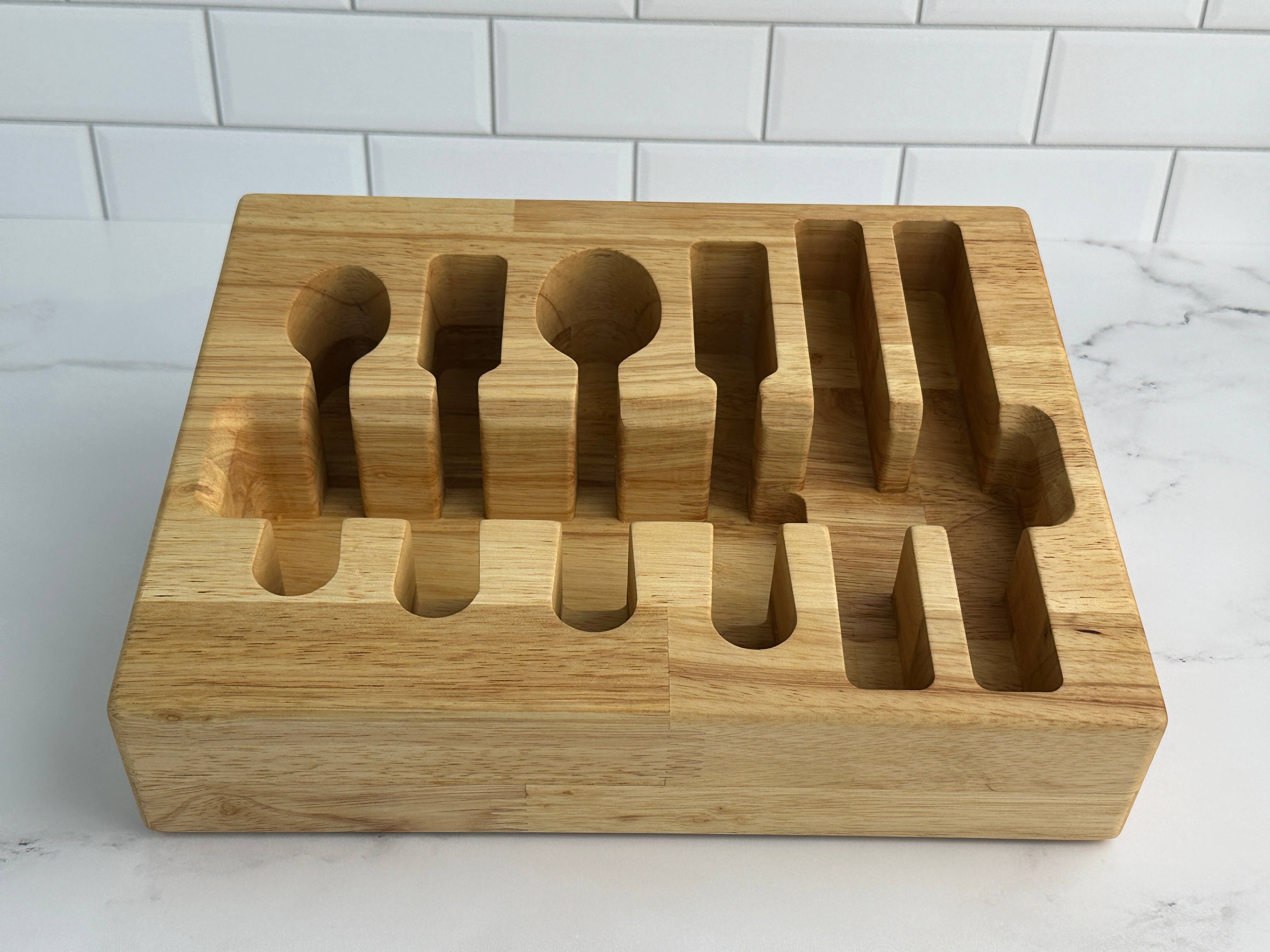 Loudblade - Wholesale Flatware Caddy - Custom Solid Hevea Wooden Flatware Drawer Organizer3