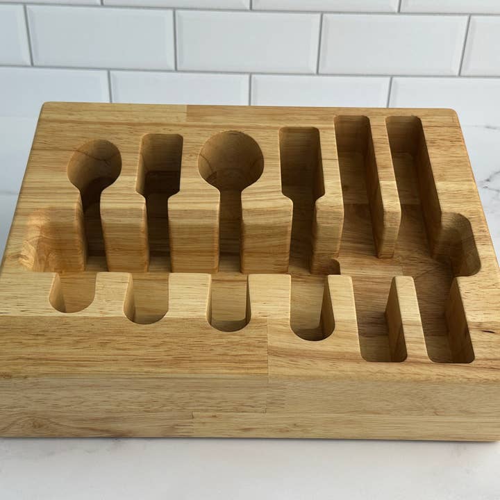 Loudblade - Wholesale Flatware Caddy - Custom Solid Hevea Wooden Flatware Drawer Organizer3