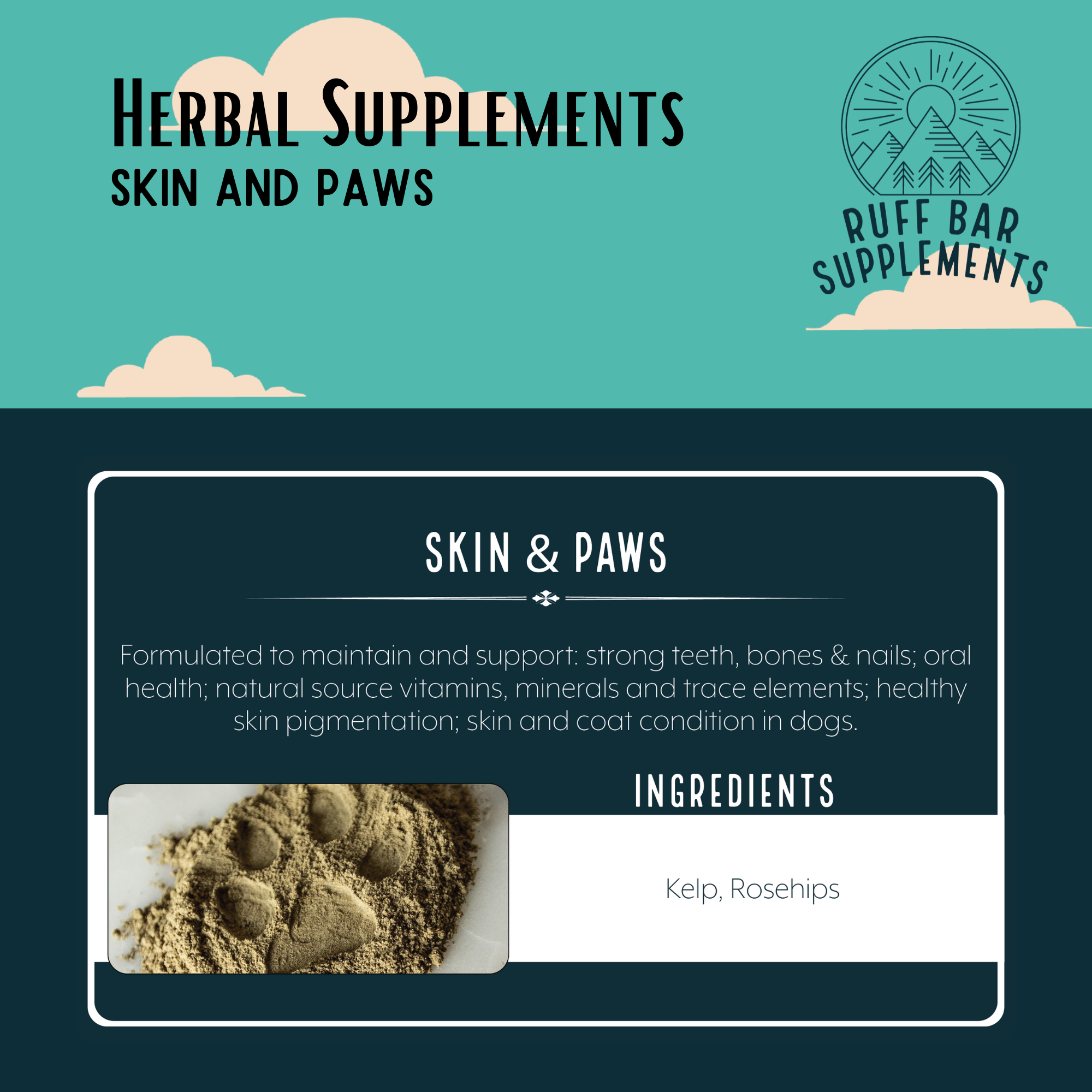 Ruff Bar - Wholesale Pet Supplement - Dog - Skin & Paws Herb Mix for Dogs3