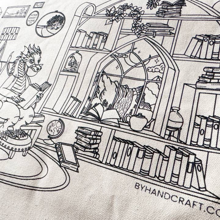 Book Dragon Tote Bag Embroidery Kit for wholesale by Rosanna Diggs Embroidery
