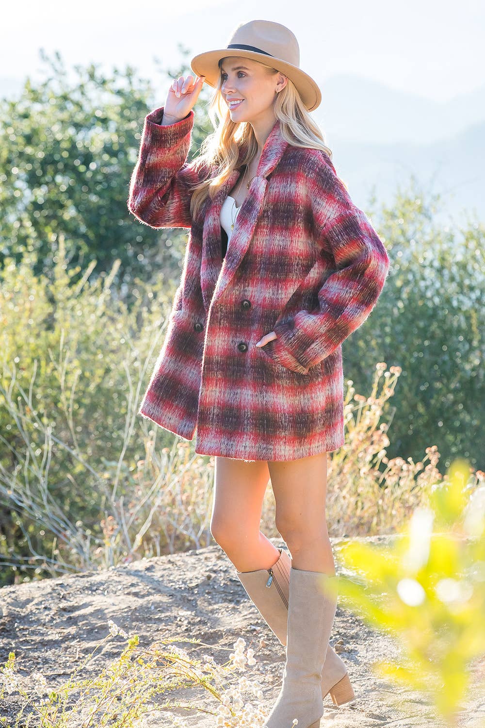 Bluivy - Wholesale Coat - Women's - DOUBLE BREASTED BRUSHED PLAID SHACKET19