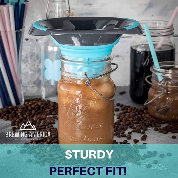 Brewing America - Wholesale Coffee Filter - Cold Brew Filter for Mason Jar Wide Mouth Coffee Maker, Stainless Steel (2 Quart / 64 Ounces)