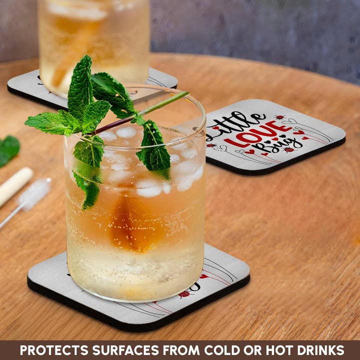 3dRose - Wholesale Coasters - 3dRose, Little Love Bug Cute Typography in Red and Black with Ladybugs, Coaster9