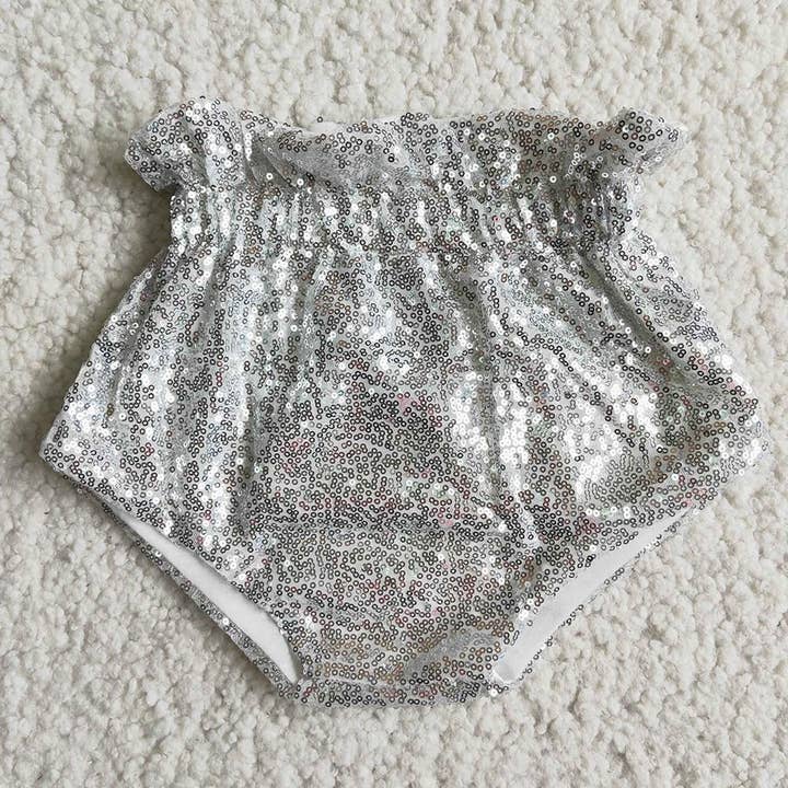 Sequin silver soft baby bummie for wholesale by Aier Wholesale