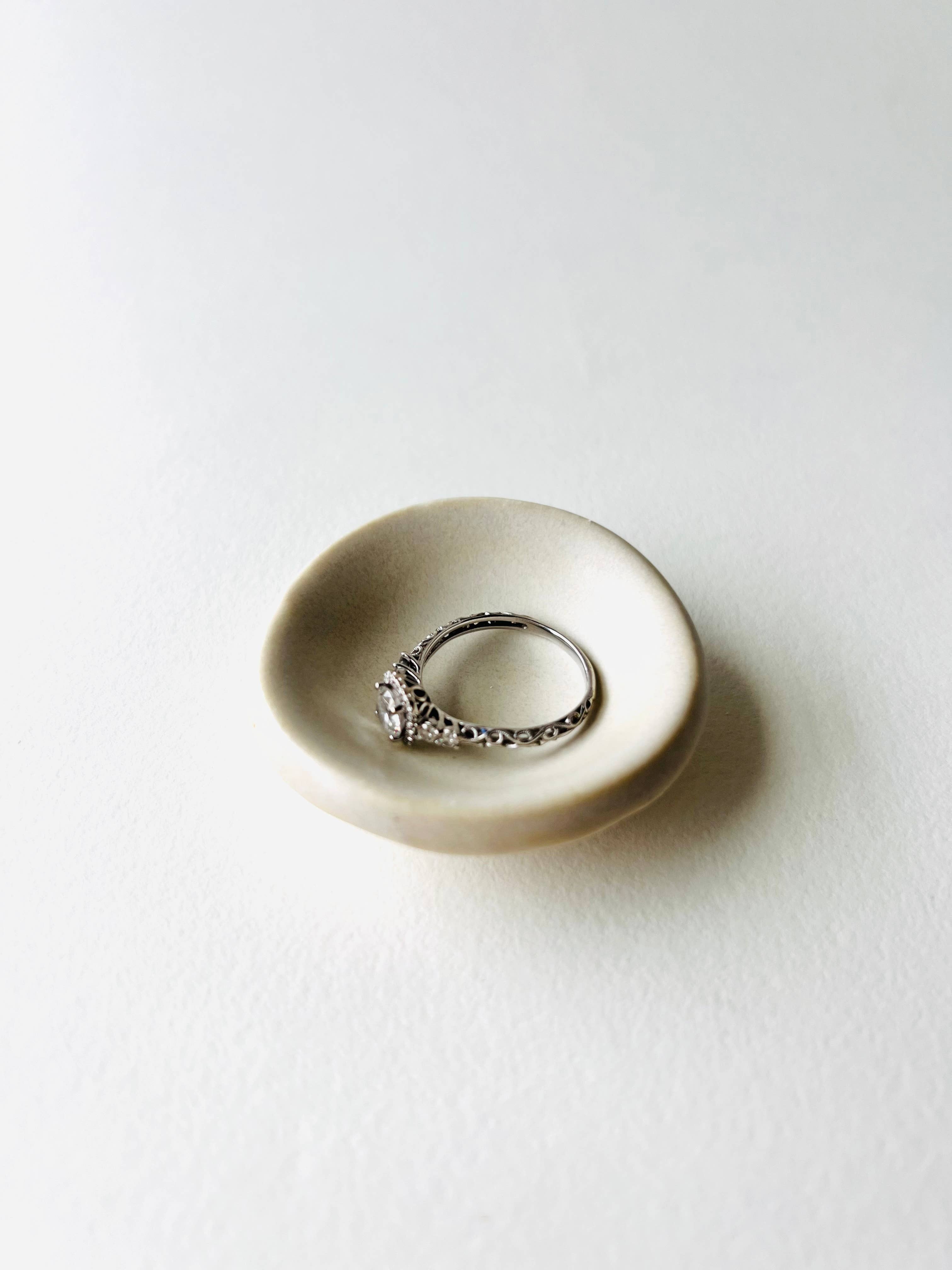 MoonMoon Ceramics - Wholesale Jewelry Dish - Matte White Tiny Ring Dish2