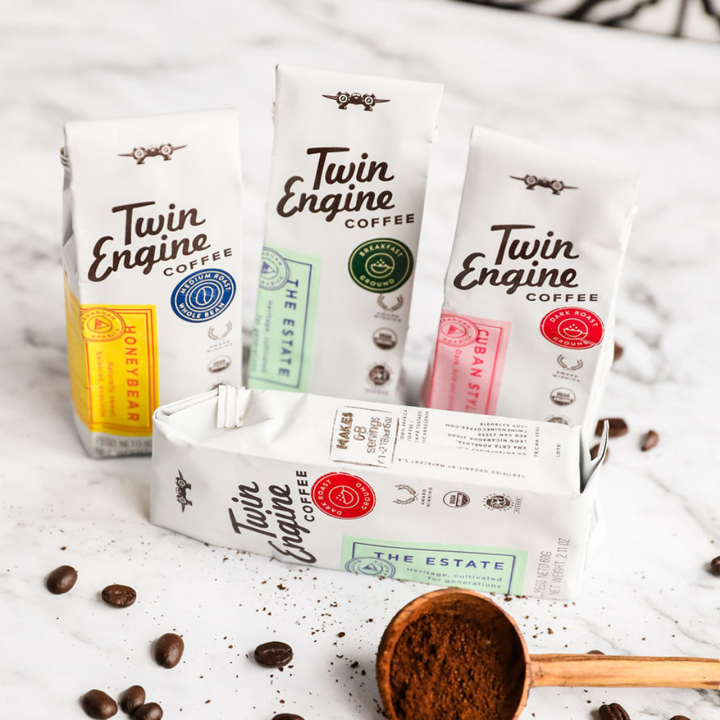 Twin Engine Coffee - Wholesale Ground Coffee - Traveler 1-Pot Organic Specialty Fair Coffee / The Estate10
