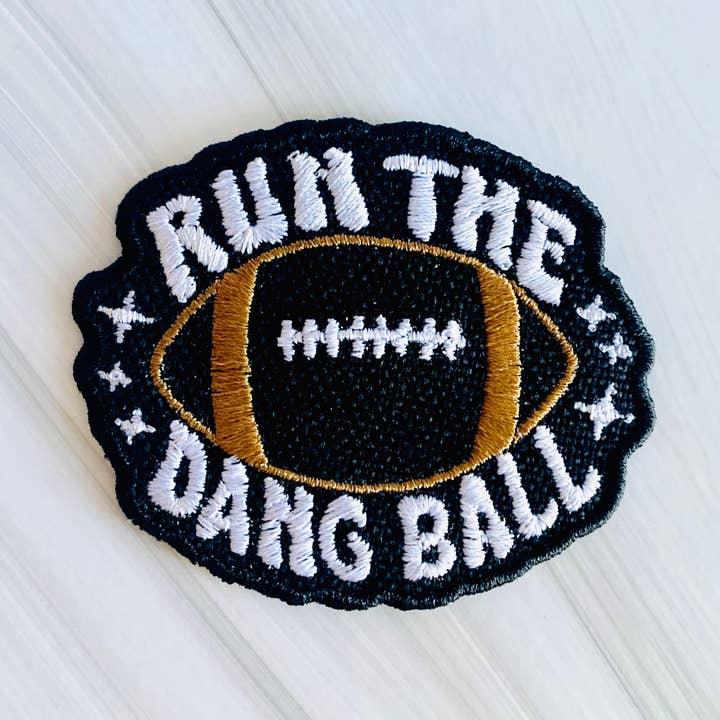Run the dang ball embroidered iron-on patch for wholesale by R & R Stitched
