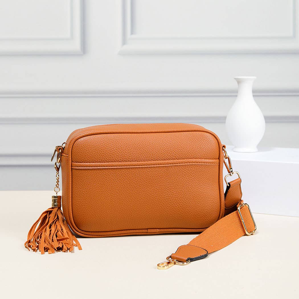 Fashion City - Wholesale Crossbody Bag - Women's - Dark PU Rectangular Crossbody with Tassel5