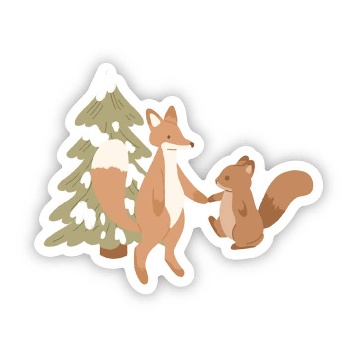 Squirrel Fox Snowy Winter Sticker for wholesale by Big Moods