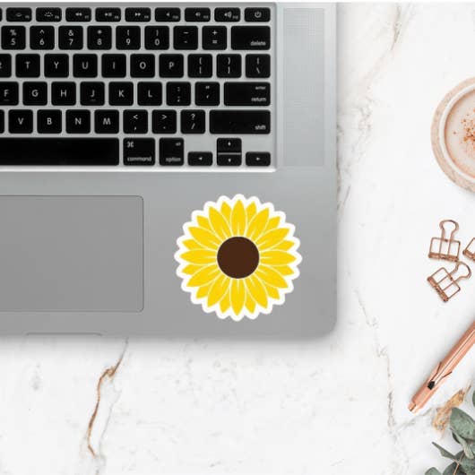 Autocollant imperméable tournesol pour la vente par Love Ever After Design