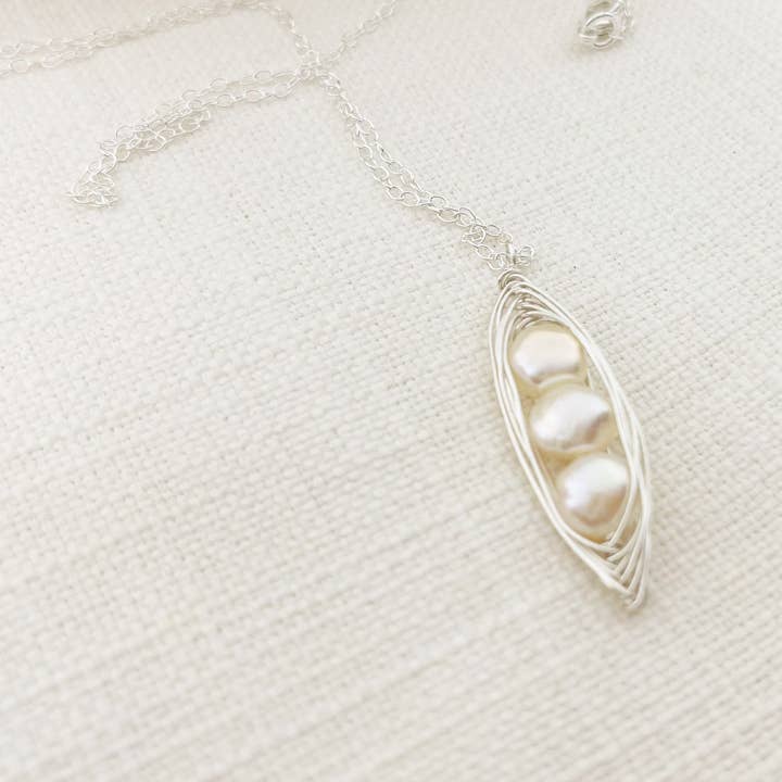 CY Design Studio - Wholesale Pendant/Charm Necklace - Peapod Necklace Freshwater Pearl Sterling Silver Wire Wrapped Jewelry4